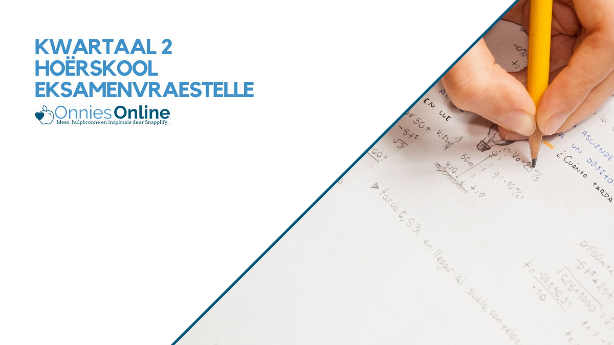 Die tweede kwartaal se eksamens is om die draai! Hierdie versameling van eksamenhulpmiddels sal jou leerders help met hul voorbereiding vir die eksamen. Hier onder is eksamenhulpmiddels vir hoërskoolleerders (graadagt tot -twaalf) en jy kan hier 'n versameling van laerskoolhulpmiddels sien.